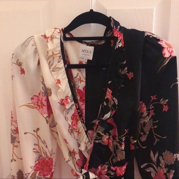 Misa Los Angeles Tabitha Satin Printed Wrap Dress - Picture 5 of 7